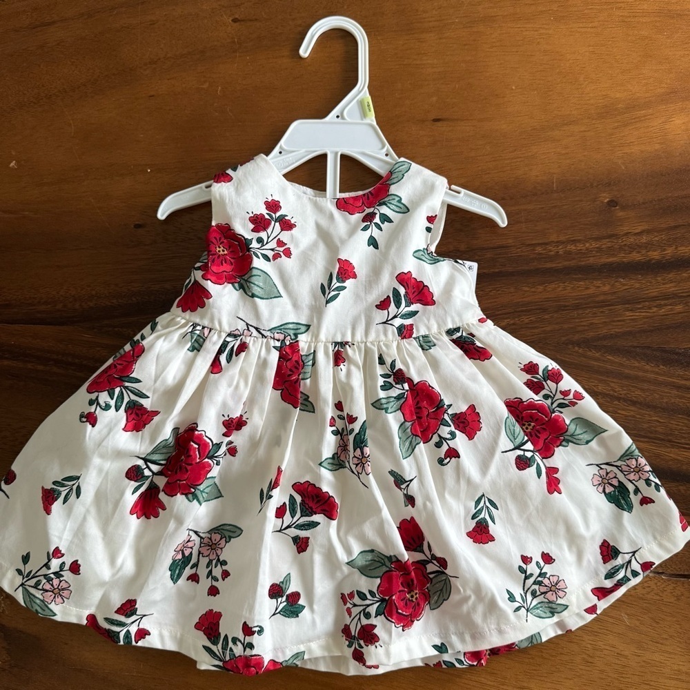 NWT Carter's Floral White and Red Holiday Christmas Dress size 3M - Picture 2 of 5